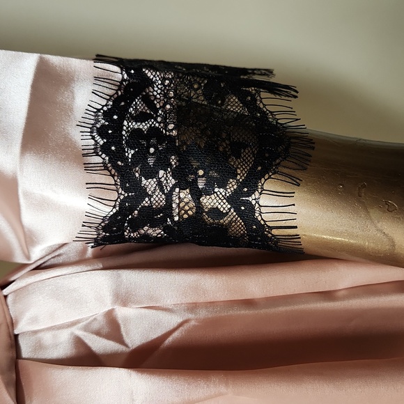 NWOT Sexy Satin Rose & Black Lace 2pc Set - Picture 5 of 6